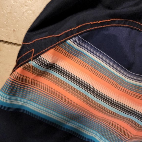 Orange Multicolor Striped Back Large Swim Trunks OP Beach Swim - Picture 3 of 4